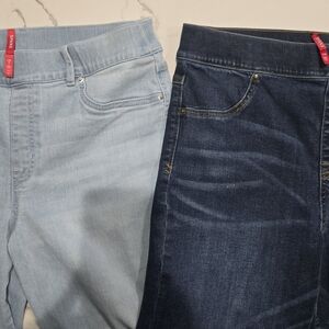 SPANX Denim Flare in Light Blue & Dark Blue